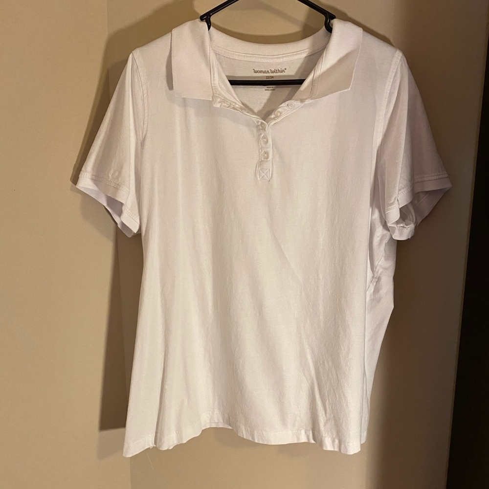 Woman within white polo petite 22/24